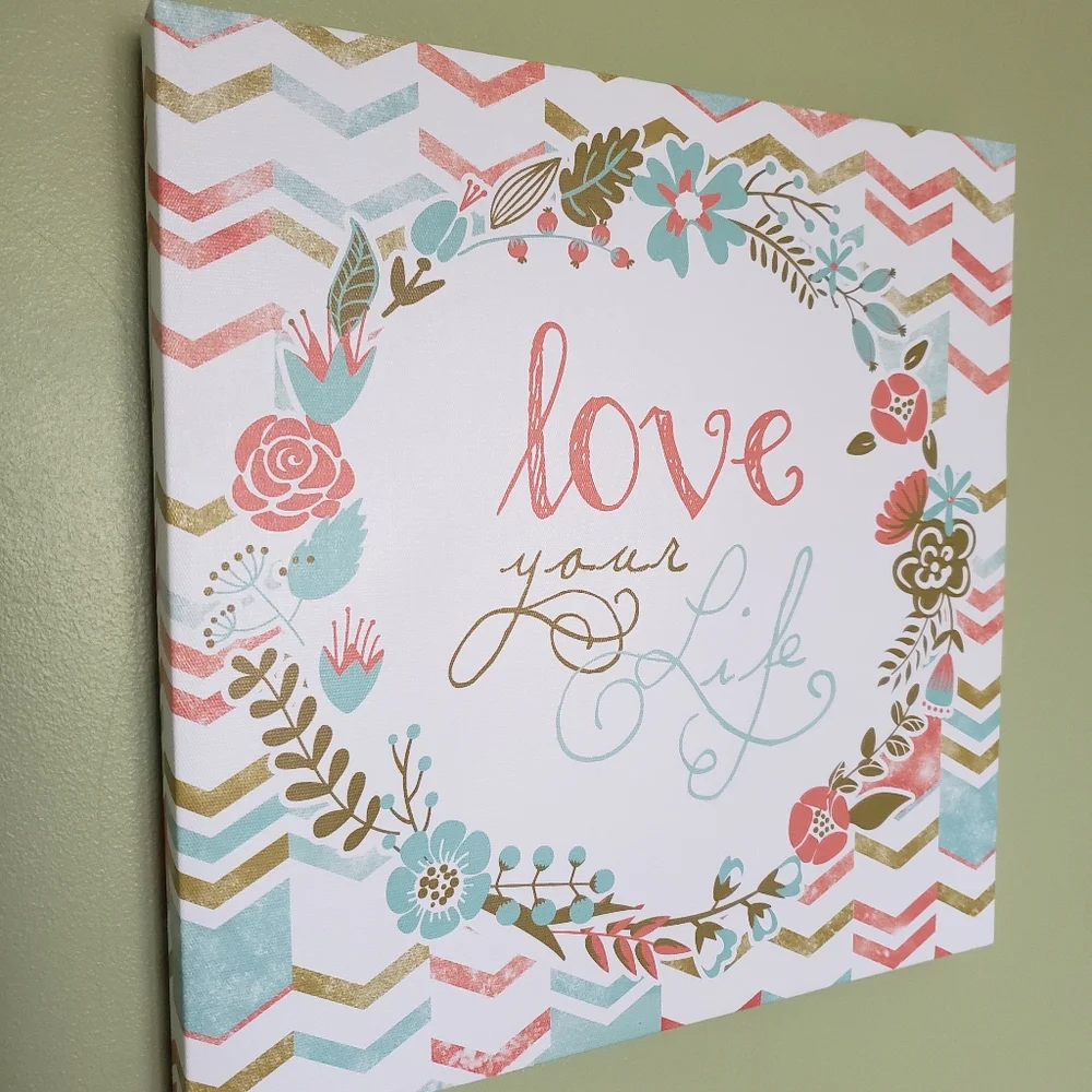 Floral and Geometric Wreath Wall Art - Love Your Life New